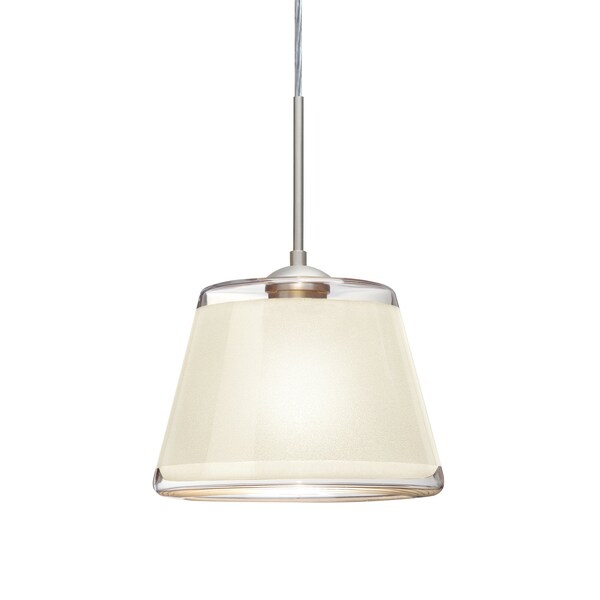 Besa Lighting Pica 9 Cord Pendant, White Sand, Satin Nickel Finish, 1x9W LED 1JT-PIC9WH-LED-SN - main